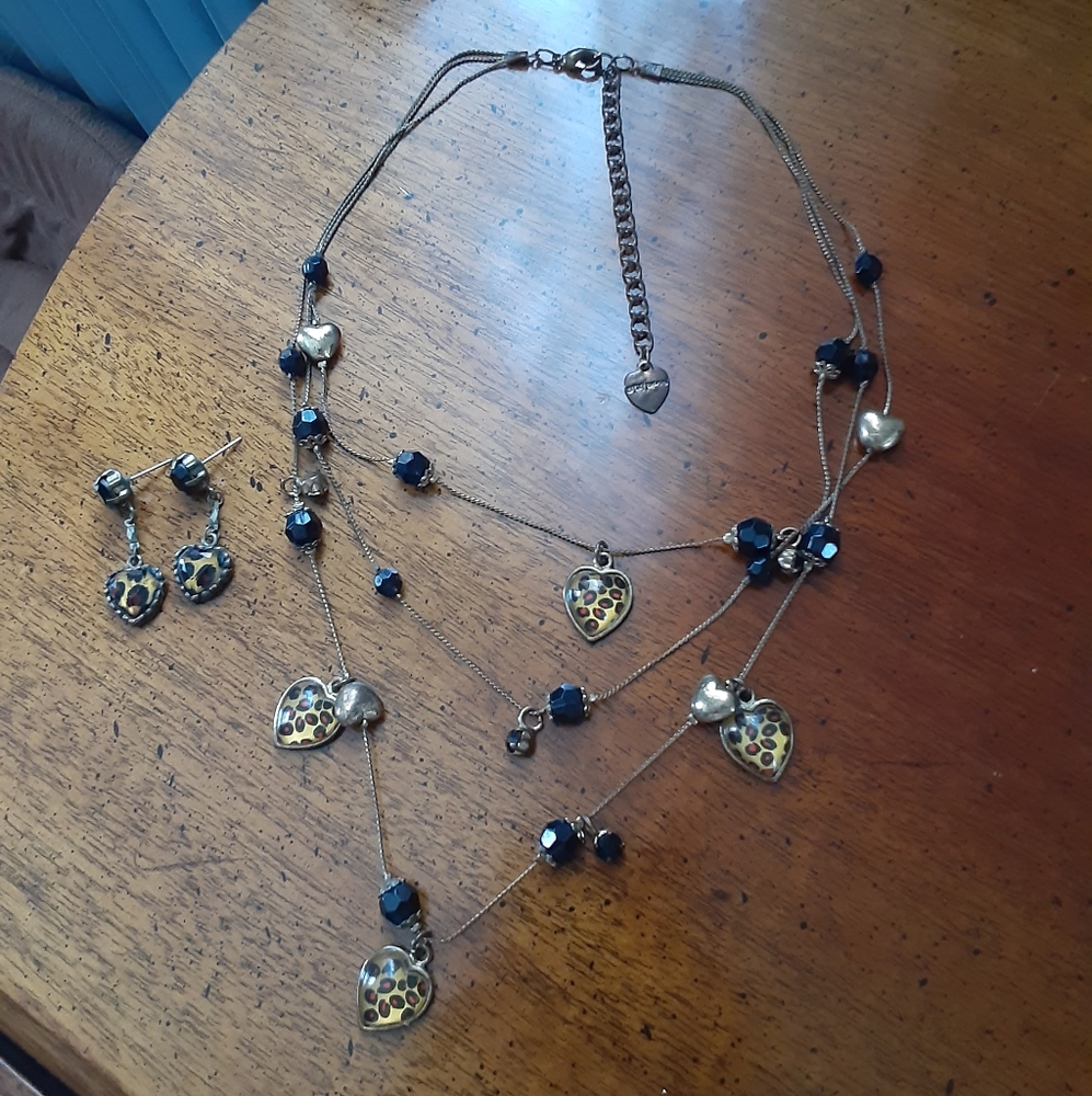 Betsey Johnson Layered Necklace & Earrings SET